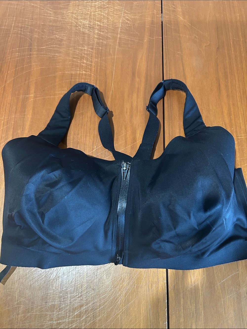 Front-Zip Black Sports Bra